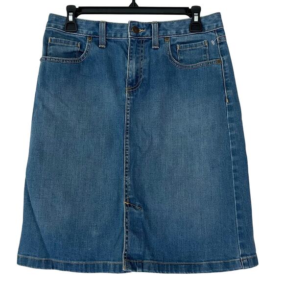 L.L. Bean denim jean skirt 70s inspired pockets Classic western Cottagecore S - Picture 1 of 9